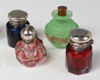Lot 1061 - A late Victorian faceted cranberry glass...