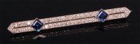 Lot 936 - An Art Deco white metal synthetic sapphire and...