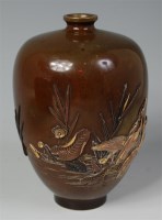 Lot 1103 - A Japanese Meiji period bronze vase, of...