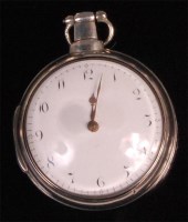 Lot 945 - A George IV silver gents pair cased open faced...
