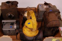 Lot 100 - A box of six railway lamps including one...