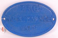 Lot 130 - A cast iron 'BRITISH RAILWAYS MAINTENANCE ENDS'...