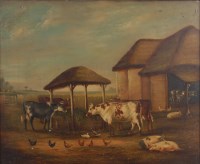 Lot 698 - 19th century Suffolk school - Farmyard scene...