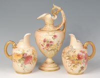 Lot 434 - A Royal Worcester blushware pedestal ewer,...