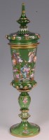 Lot 445 - A 19th century Bohemian green glass pedestal...