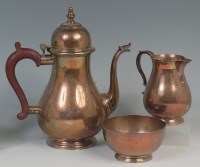 Lot 454 - An early 18th century style silver three piece...