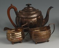 Lot 456 - A George III harlequin silver three-piece...