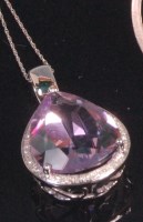 Lot 504 - A contemporary 14ct white gold amethyst and...