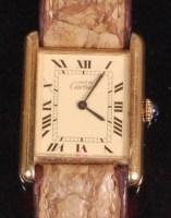 Lot 516 - A ladies Must de Cartier silver gilt cased...