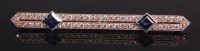 Lot 521 - An Art Deco white metal sapphire and diamond...