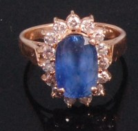 Lot 573 - A modern 14ct gold Sri Lankan sapphire cluster...