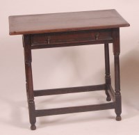 Lot 777 - An early 18th century joined oak single drawer...