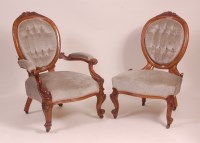 Lot 794 - A pair of Victorian walnut framed ladies and...