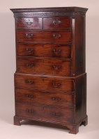 Lot 837 - A George III mahogany chest-on-chest, having a...