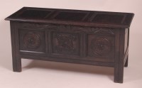 Lot 813 - A late Victorian joined oak three panel coffer,...