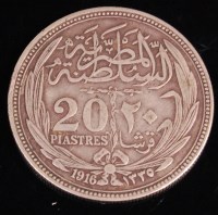 Lot 179 - Egypt, 1916, silver 20 piastres, Sultan...