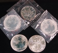 Lot 218 - 3x 1998 one ounce fine silver 2 pound coins;...
