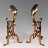 Lot 39 - A pair of Arts & Crafts wrought metal andirons,...