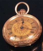Lot 171 - A continental 14ct gold ladies open faced fob...