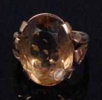 Lot 212 - A modern yellow gold smoky topaz ladies dress...