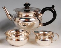 Lot 122 - A George V bachelors silver three piece teaset,...
