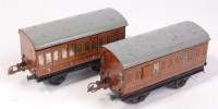 Lot 290 - 2 Hornby No. 1 LNER teak composite and brake...