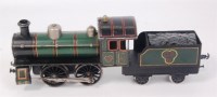 Lot 417 - A Bing GI green electric 0-4-0 loco with...