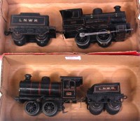 Lot 449 - 2 Bing clockwork LNWR 0-4-0 locos with fixed...