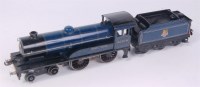 Lot 498 - A Bassett-Lowke clockwork bodied blue 4-4-0 BR...