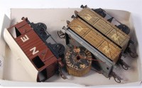 Lot 429 - 4 prewar Hornby NE wagons including a 1937-9...
