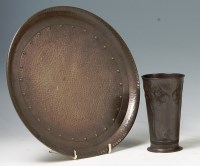 Lot 22 - A Liberty pattern Art Nouveau pewter vase, of...