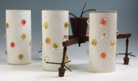 Lot 35 - A 1960s three light electrolier, the teak...