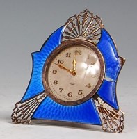 Lot 18 - An Edwardian silver and blue enamel bedside...