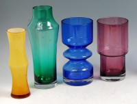 Lot 58 - A Riihimaki tinted blue glass vase, of...
