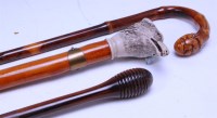 Lot 321 - A bamboo walking cane, with crook handle, 89cm;...