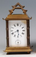 Lot 531 - A circa 1900 French brass cased carriage clock,...