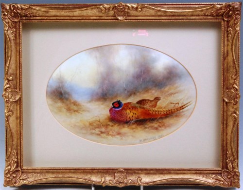 Lot 83 - Milwyn Holloway - oval porcelain plaque...
