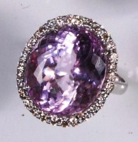 Lot 217 - A contemporary 18ct white gold, kunzite and...