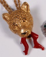 Lot 235 - A Trifari gilt metal panther pendant, modelled...
