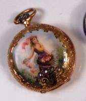 Lot 249 - A Continental 14ct gold and enamel ladies full...