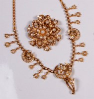 Lot 269 - A yellow gold and seed pearl set necklet,...
