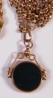 Lot 273 - A long 9ct gold belcher link guard chain, 19g,...