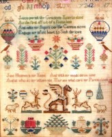 Lot 302 - A 19th century needlework alphabet, verse and...