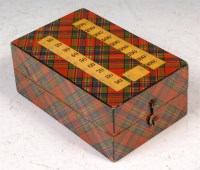 Lot 358 - A Victorian tartanware playing card box, the...