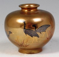 Lot 381 - A Japanese Meiji period gilt bronze squat vase,...