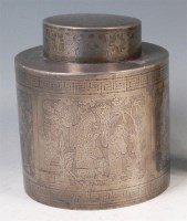 Lot 414 - A Chinese pewter tea canister and cover, of...