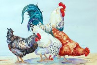 Lot 473 - Gabrielle Hanson-Smith - Cock and hens, pencil,...
