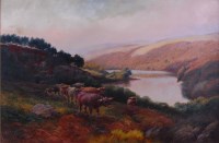 Lot 480 - H R Hall (act.1895-1902) - Highland cattle on...
