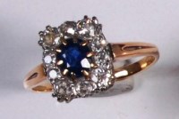Lot 216 - An Art Deco ladies 18ct gold, sapphire and...