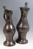 Lot 324 - A matched pair of French pewter tankards, in...